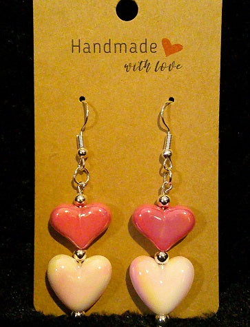 Dark pink heart on pearl pink heart