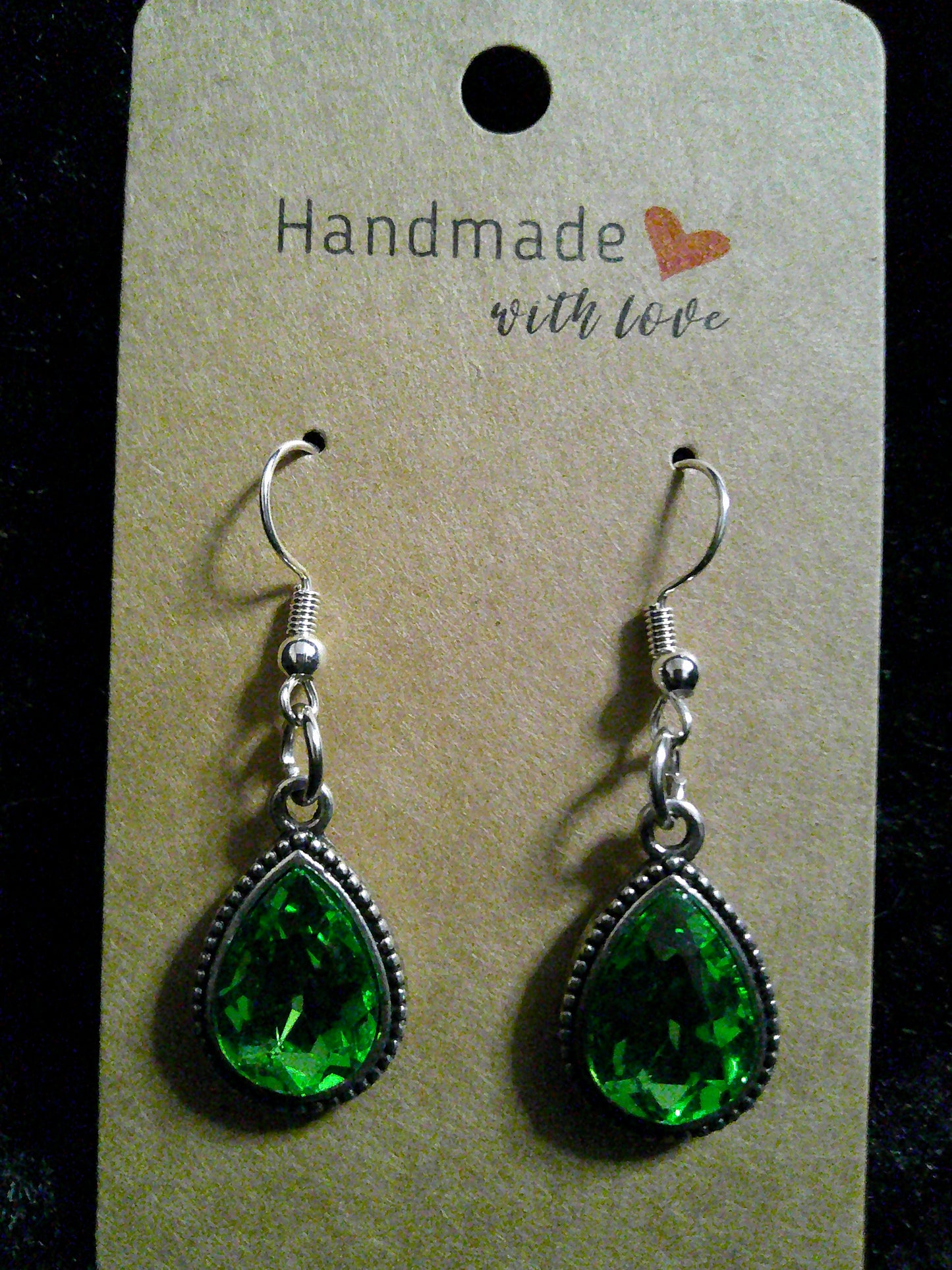 Green gemstone teardrop