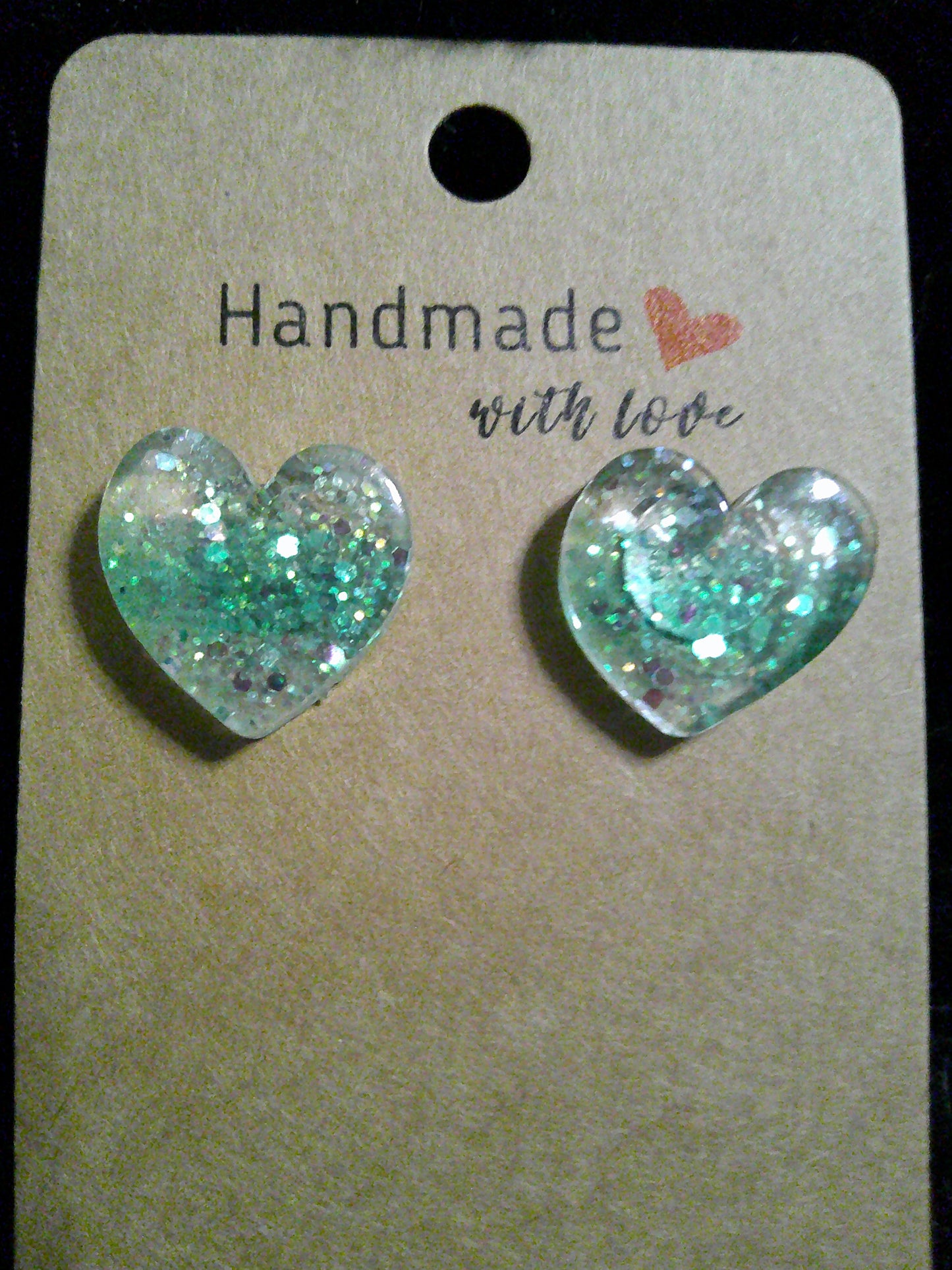 Glitter heart green stripe