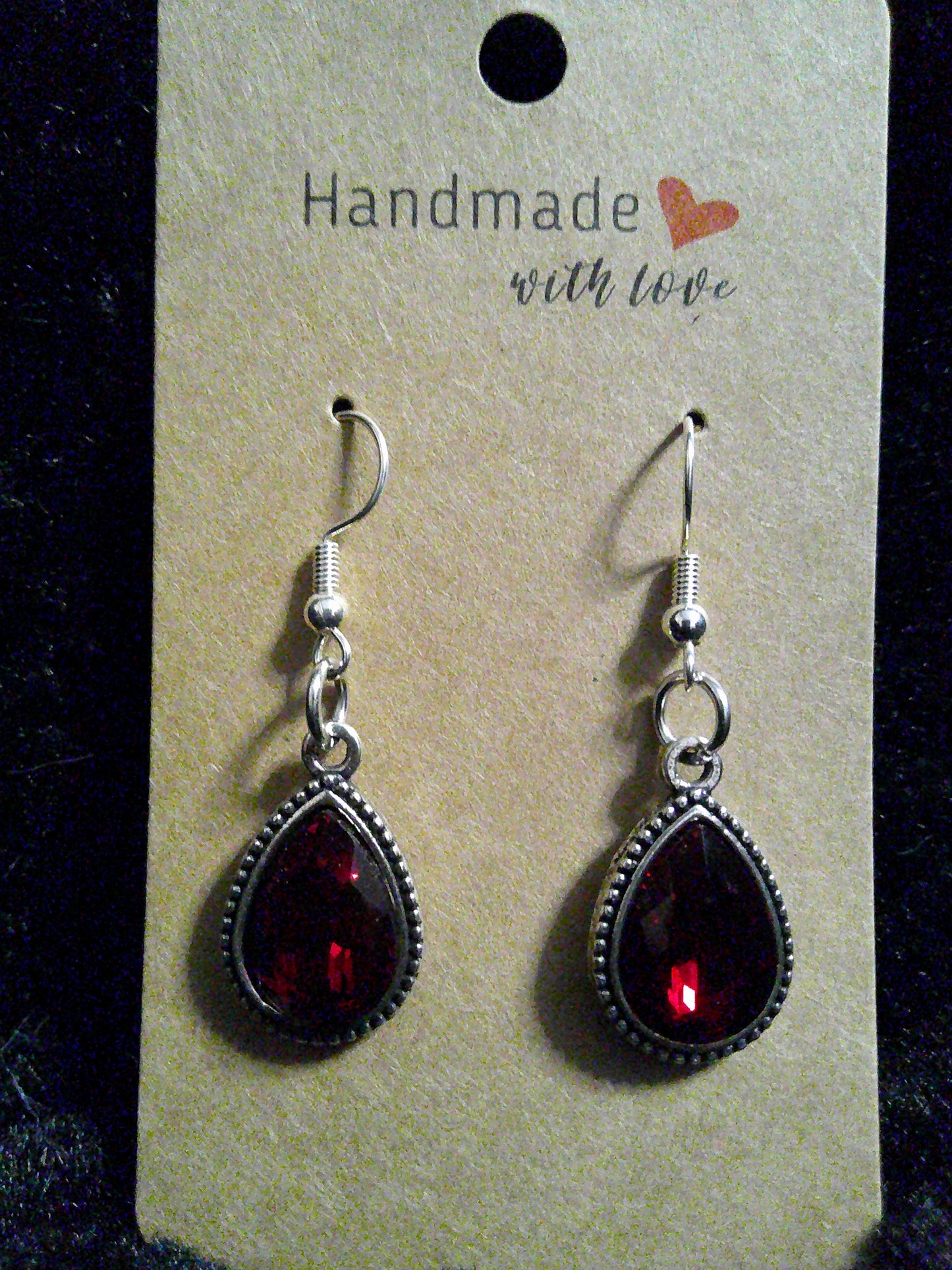 Red gemstone teardrop