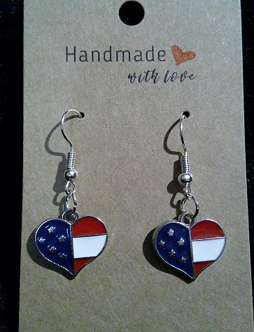 Silver American flag heart