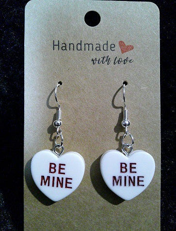 White BE MINE heart