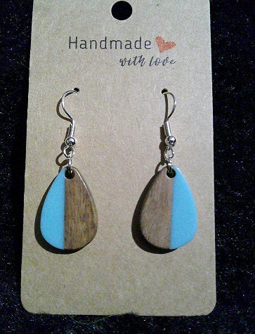 Boho wood/turquoise resin teardrop
