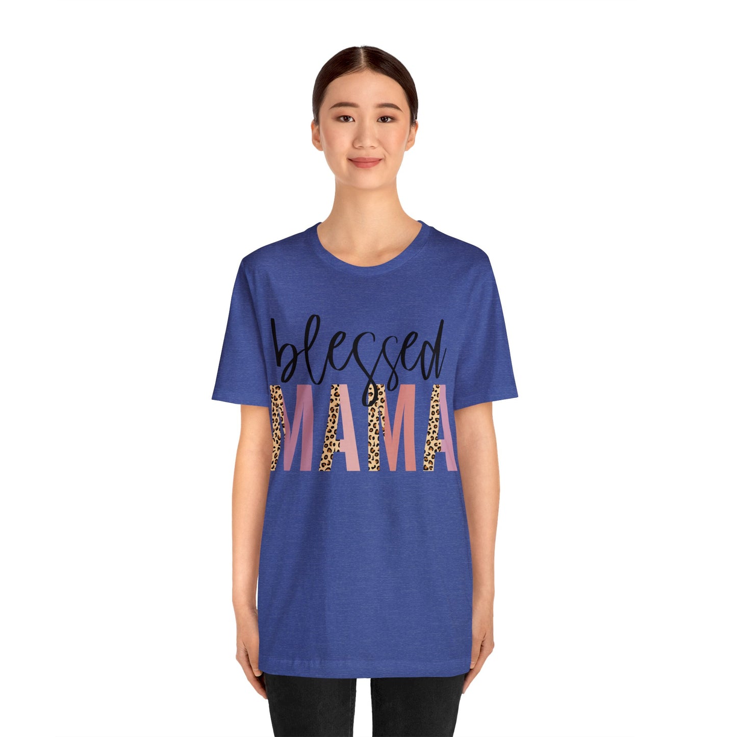 Blessed Mama Leopard print short sleeve tshirt