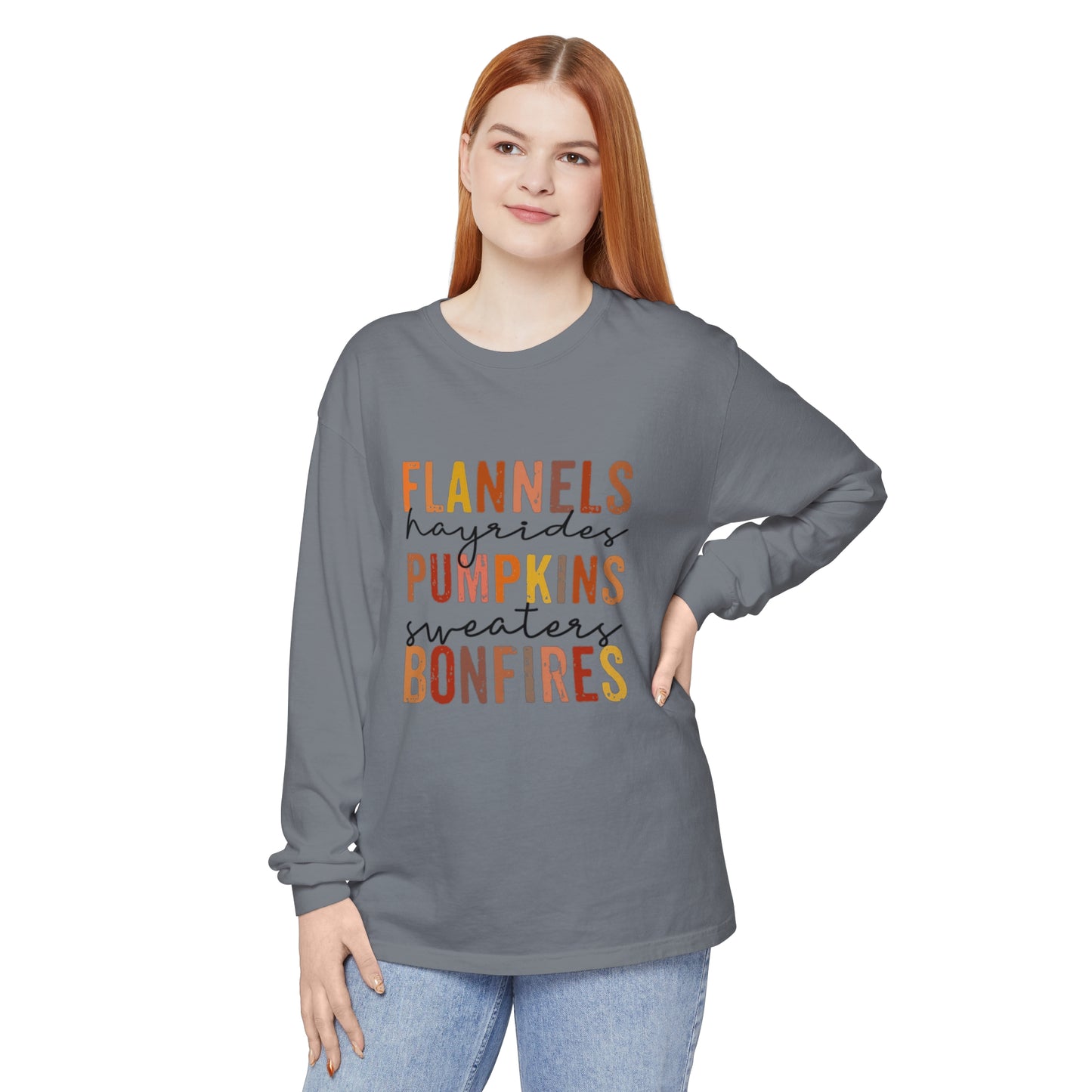 Flannels, Hayrides, Pumpkins, Sweaters,  Bonfires Long Sleeve T-Shirt