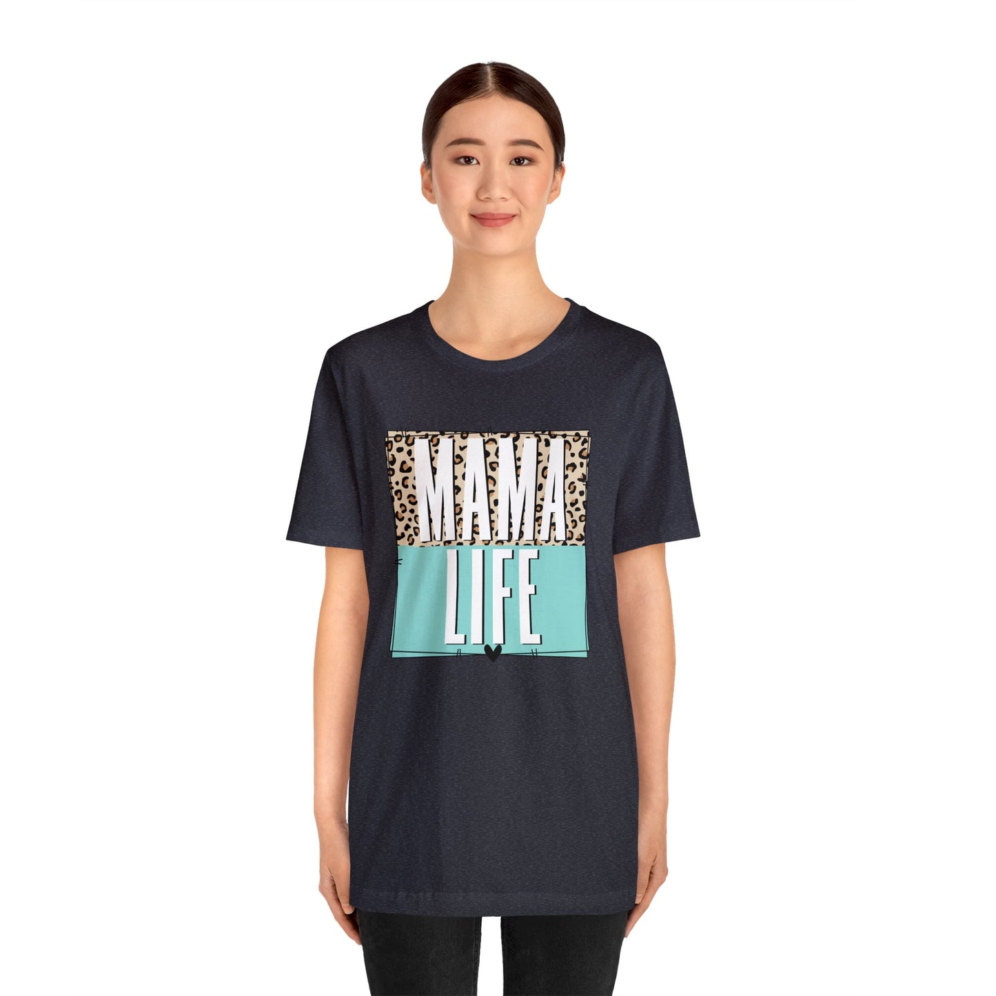 Mama life Leopard print short sleeve tshirt