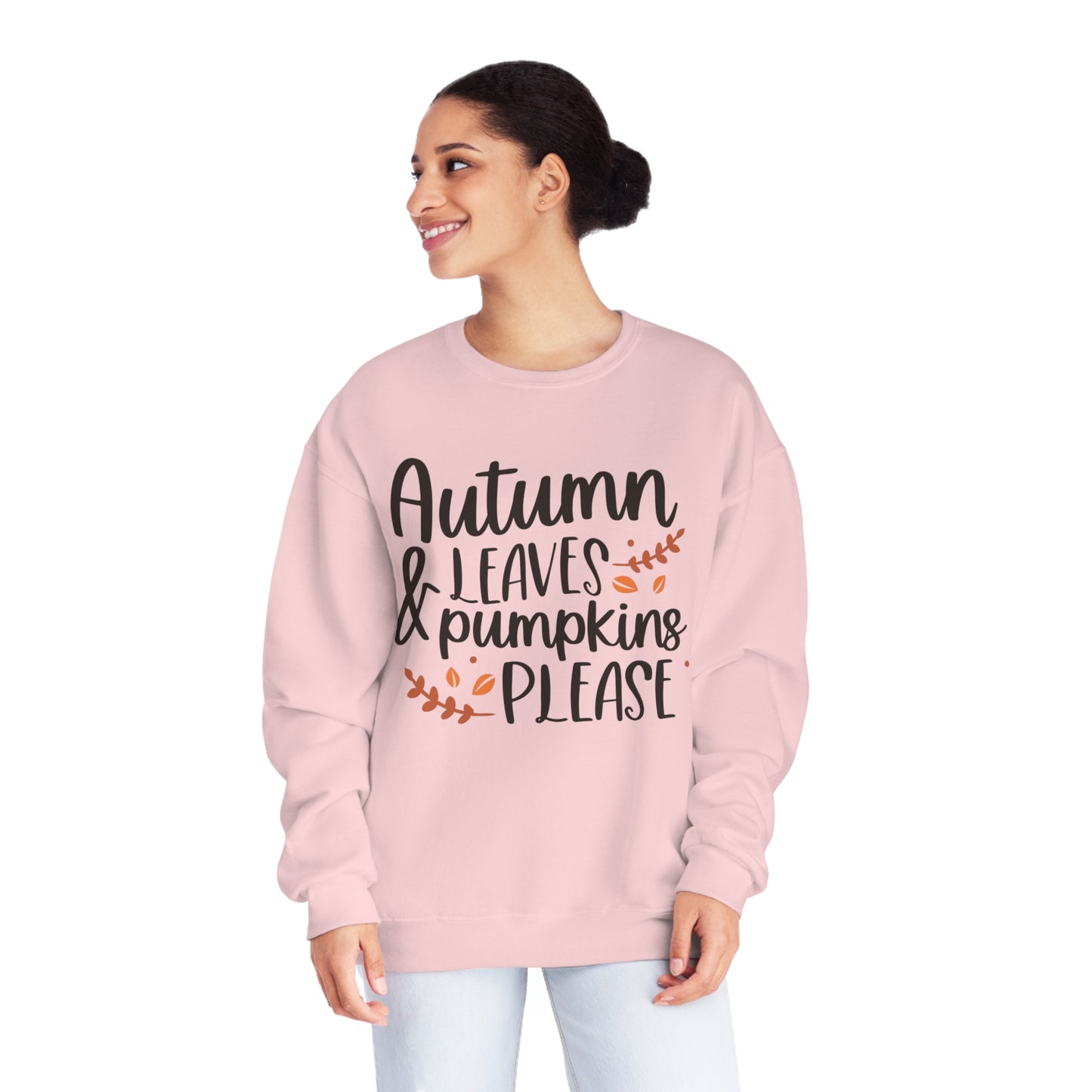Autumn Leaves & Pumpkins Please Crewneck Sweatshirt