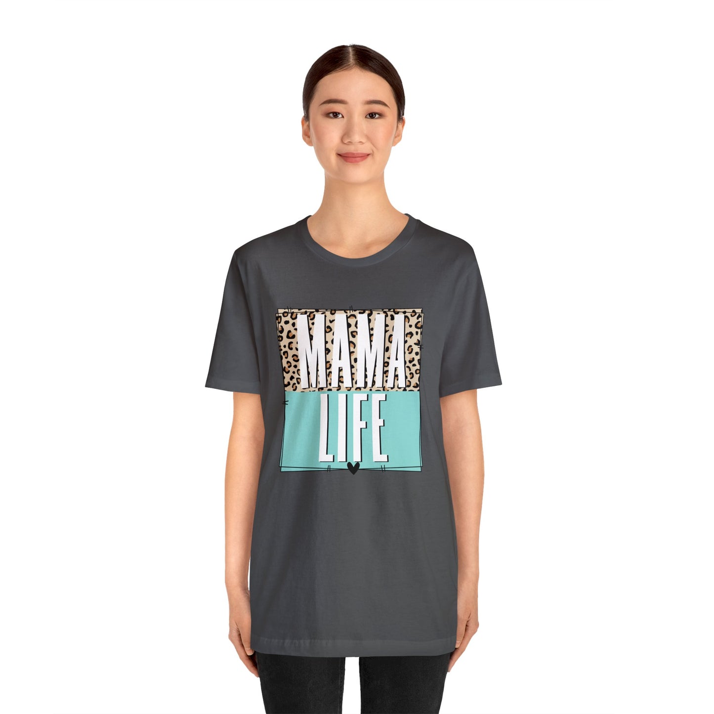 Mama life Leopard print short sleeve tshirt