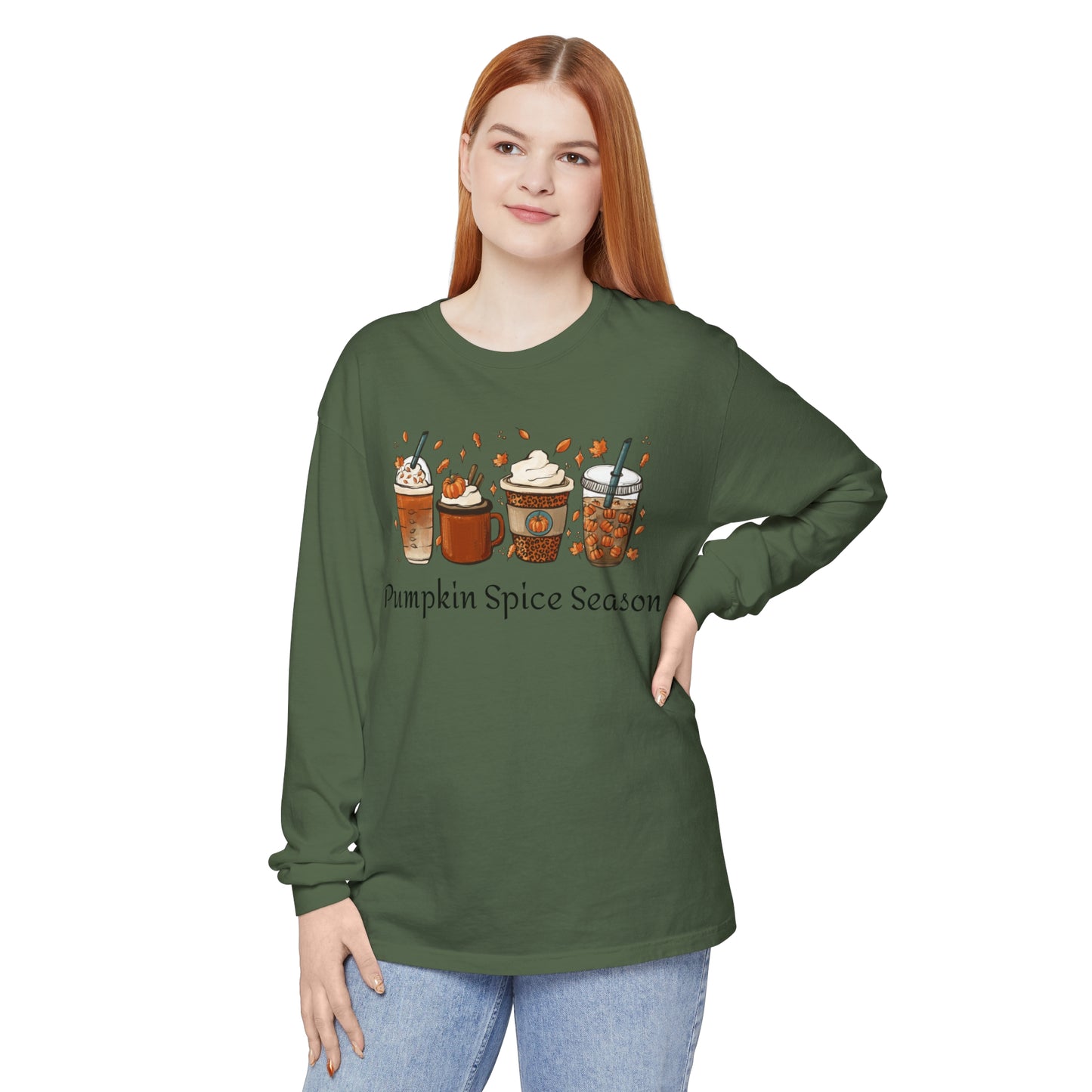 Pumpkin Spice Season Garment-dyed Long Sleeve T-Shirt