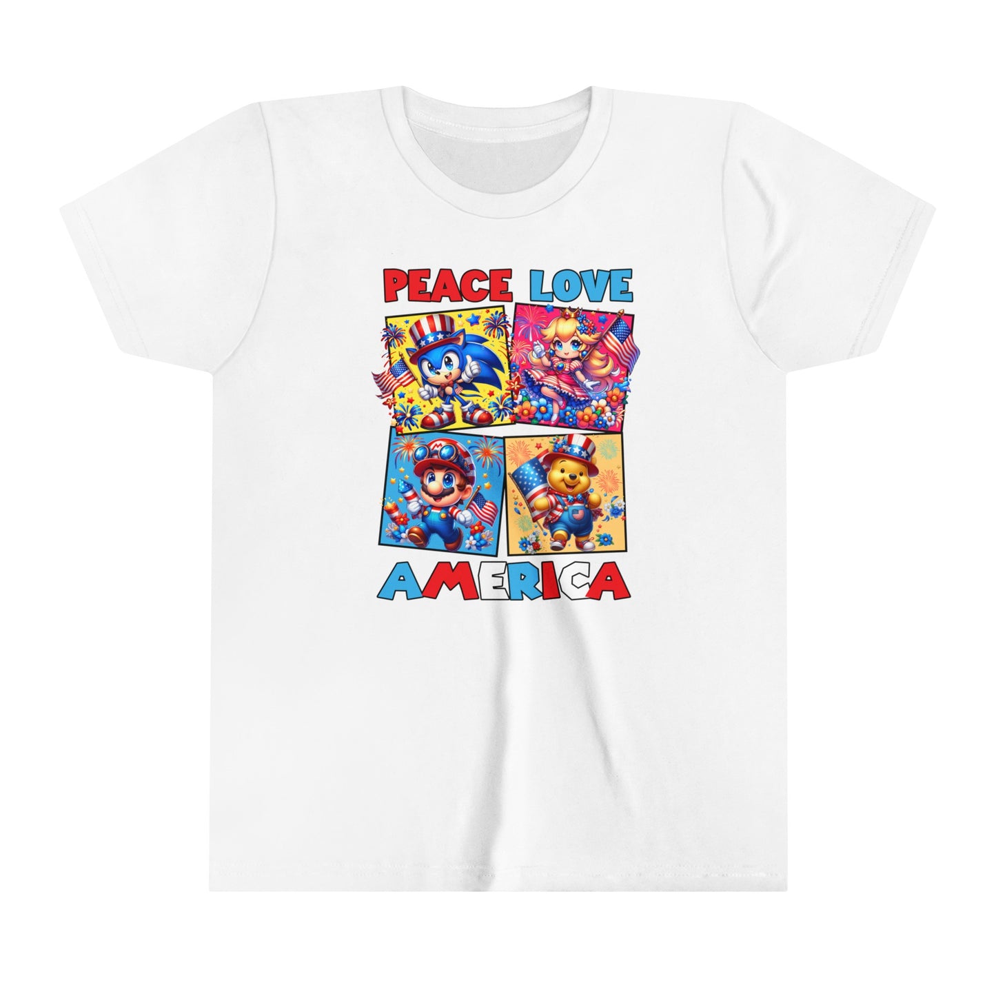 Peace Love America Youth Short Sleeve Tee