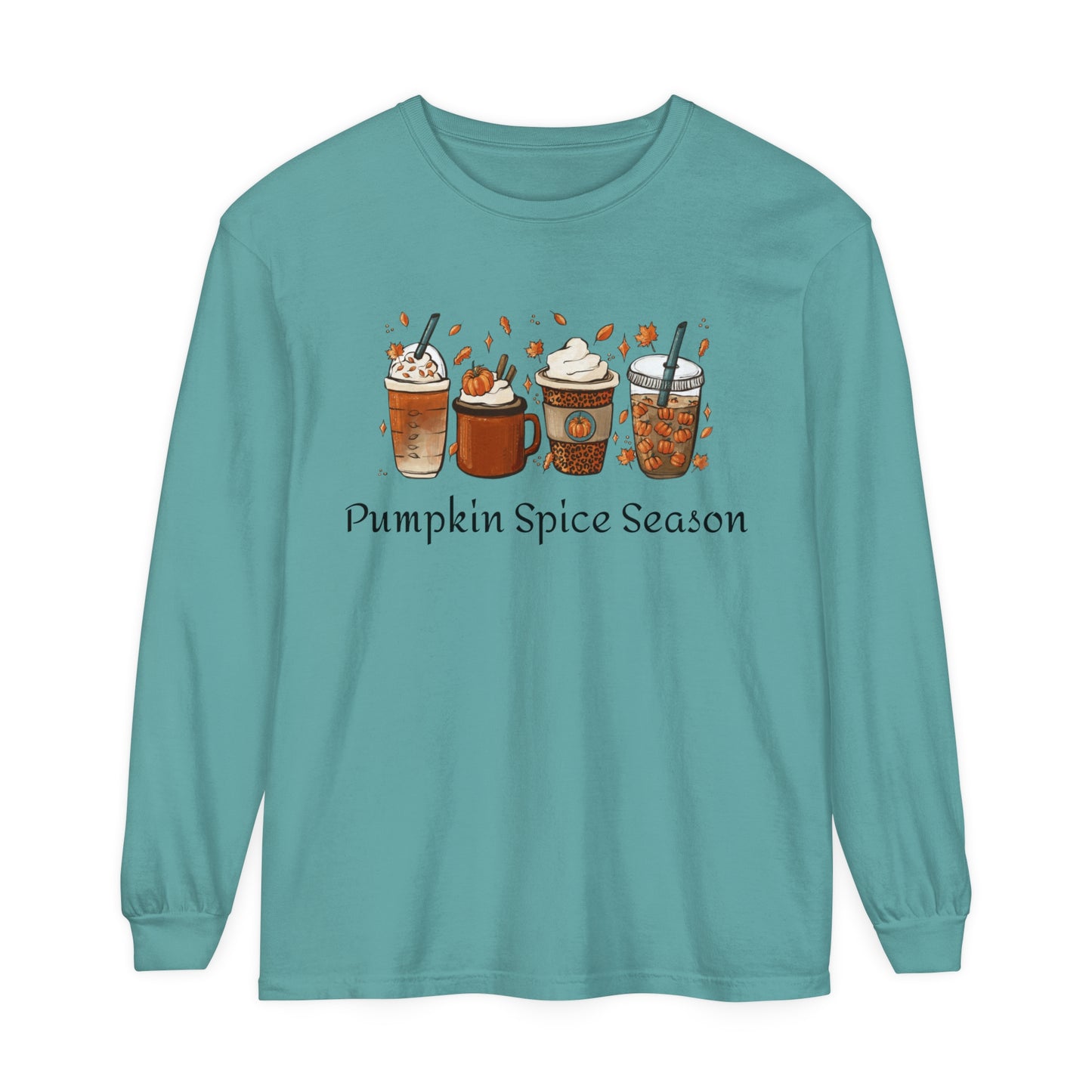 Pumpkin Spice Season Garment-dyed Long Sleeve T-Shirt