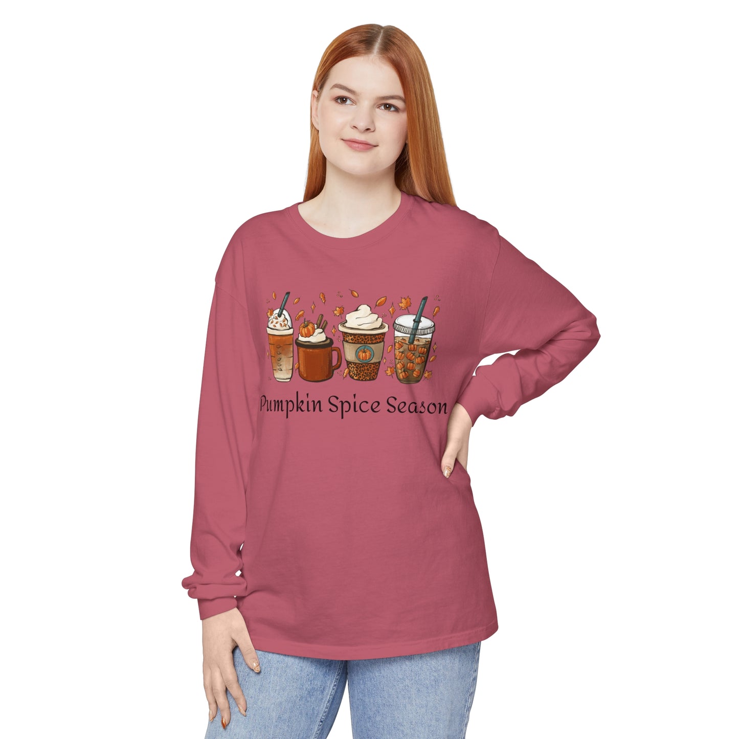 Pumpkin Spice Season Garment-dyed Long Sleeve T-Shirt