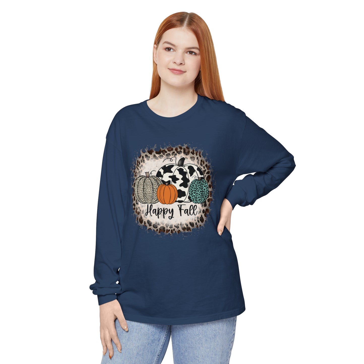 Happy Fall Garment-dyed Long Sleeve T-Shirt