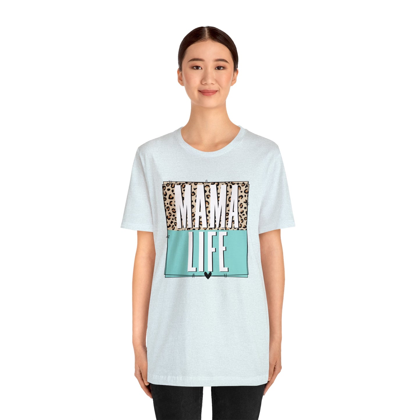 Mama life Leopard print short sleeve tshirt