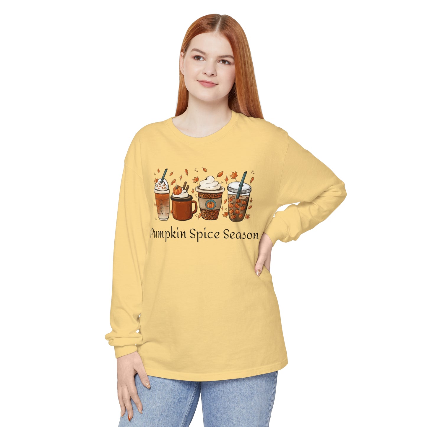 Pumpkin Spice Season Garment-dyed Long Sleeve T-Shirt