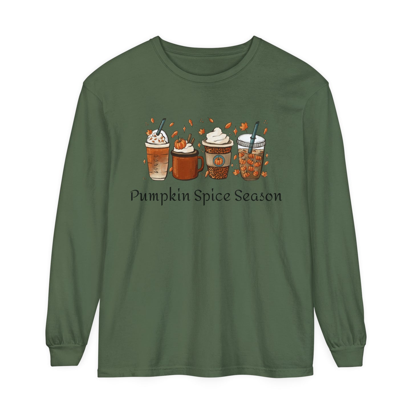 Pumpkin Spice Season Garment-dyed Long Sleeve T-Shirt
