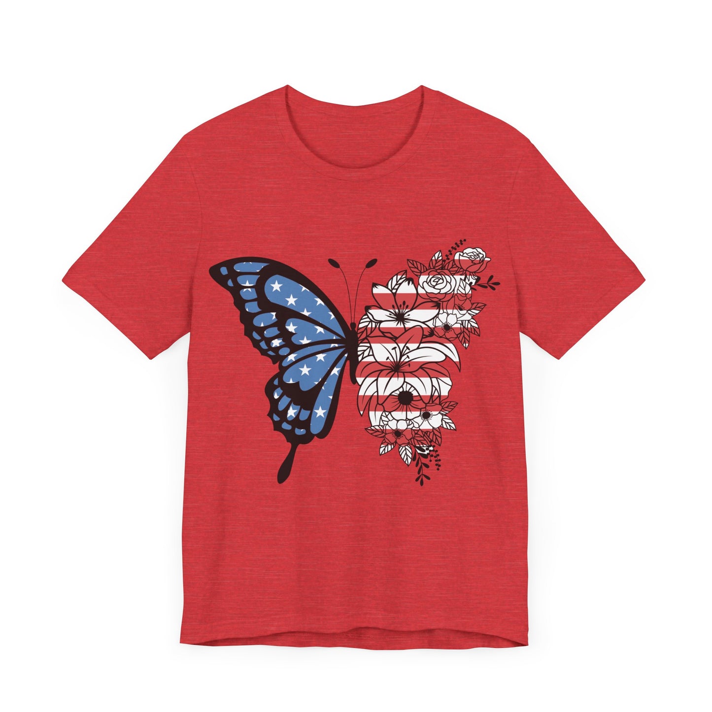 Red, White & Butterfly Jersey Short Sleeve Tee