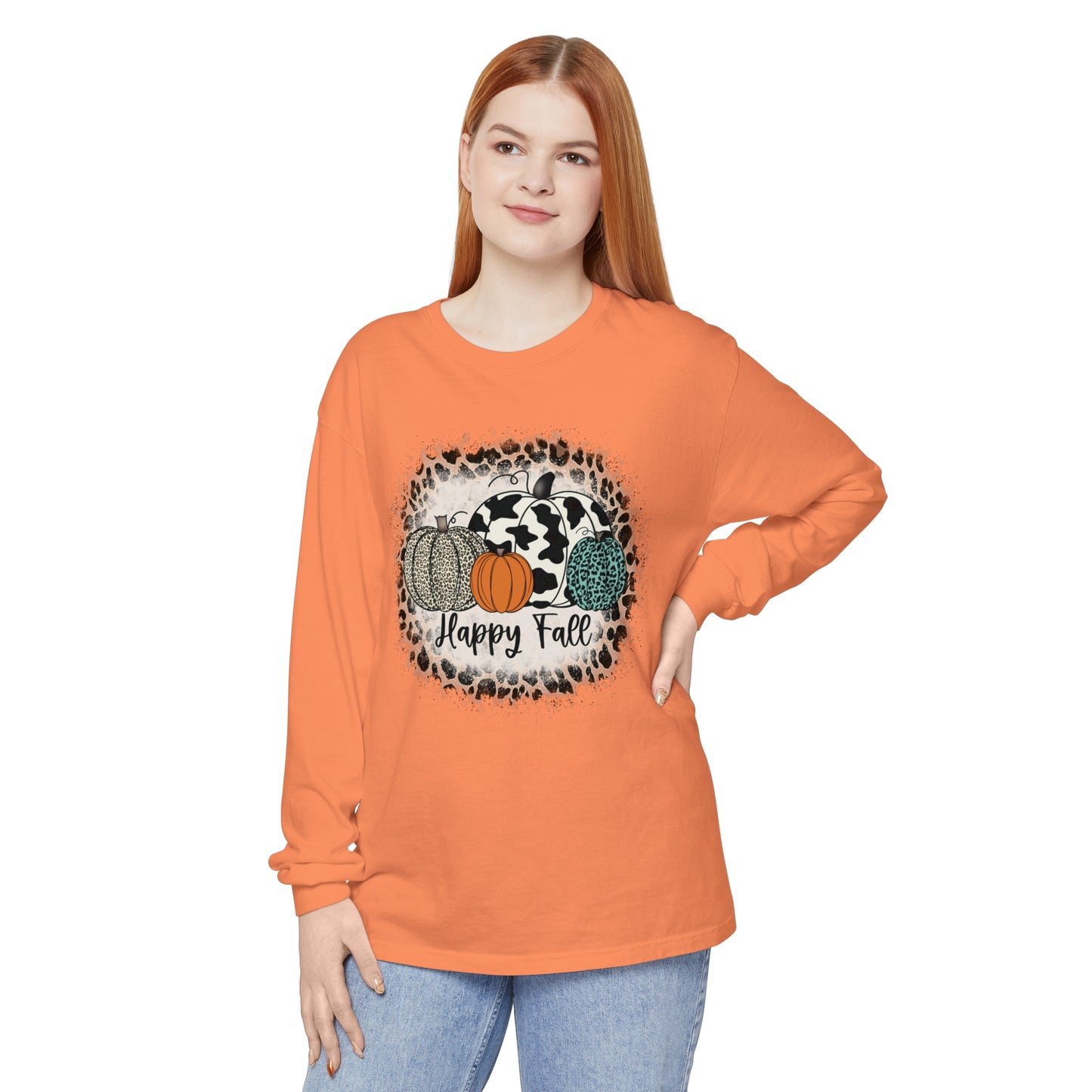 Happy Fall Garment-dyed Long Sleeve T-Shirt