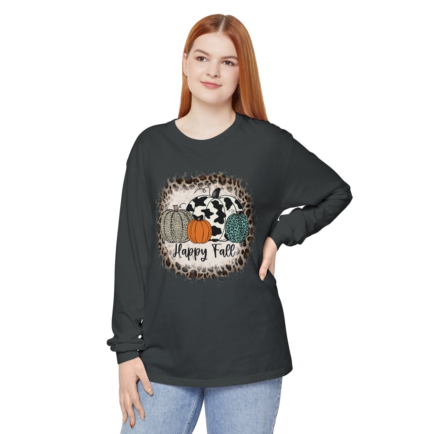 Happy Fall Garment-dyed Long Sleeve T-Shirt