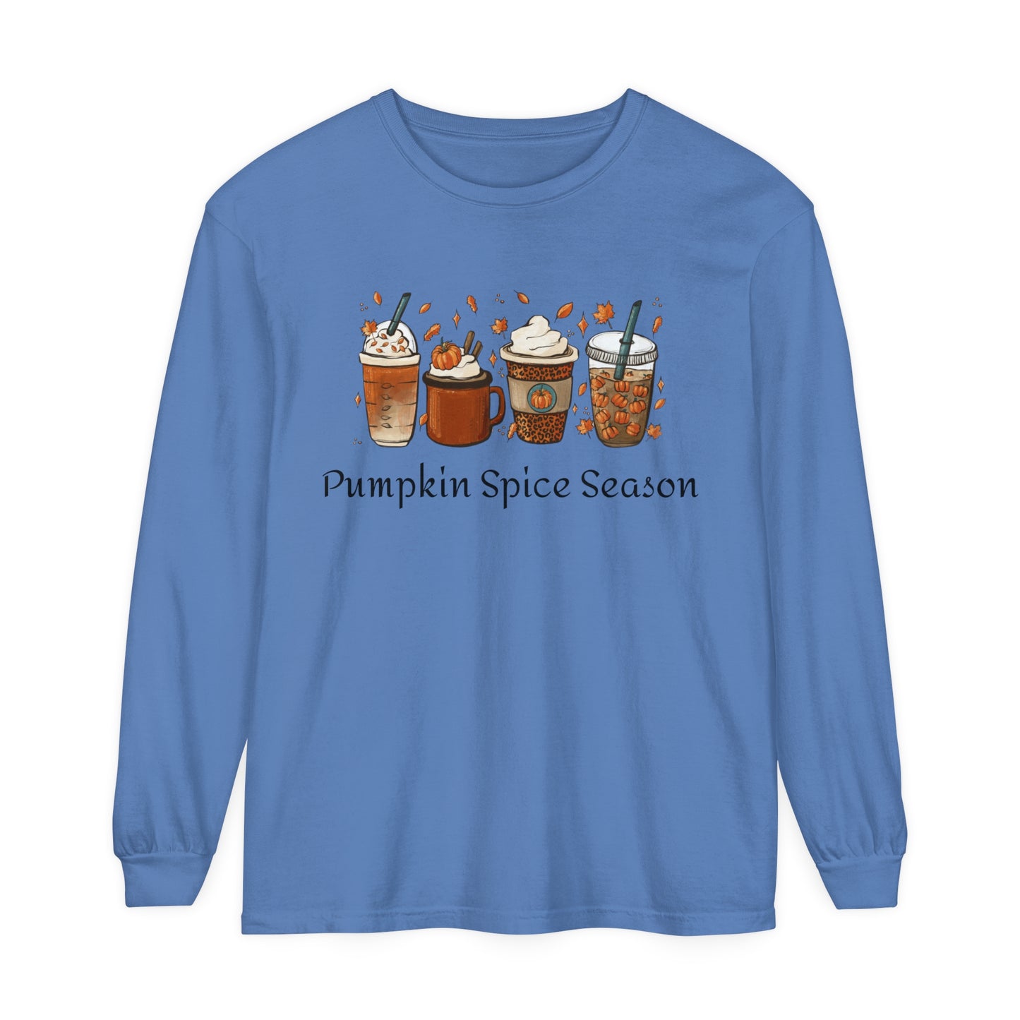 Pumpkin Spice Season Garment-dyed Long Sleeve T-Shirt