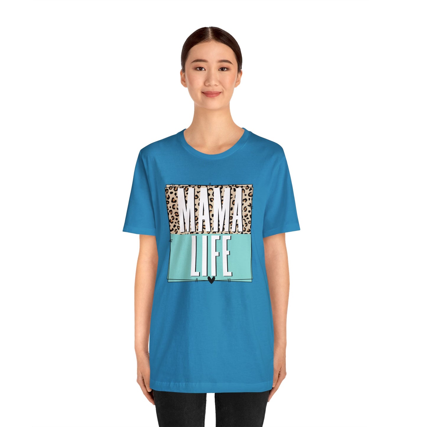 Mama life Leopard print short sleeve tshirt