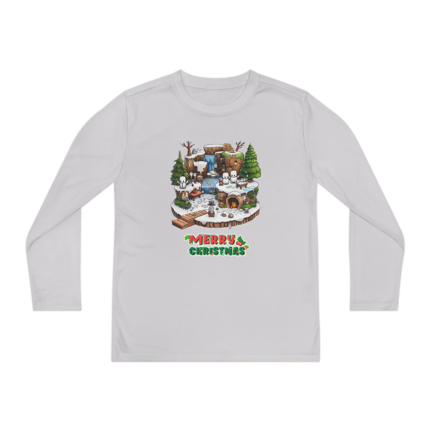 Merry Christmas Mine-craft Youth Long Sleeve Competitor Tee