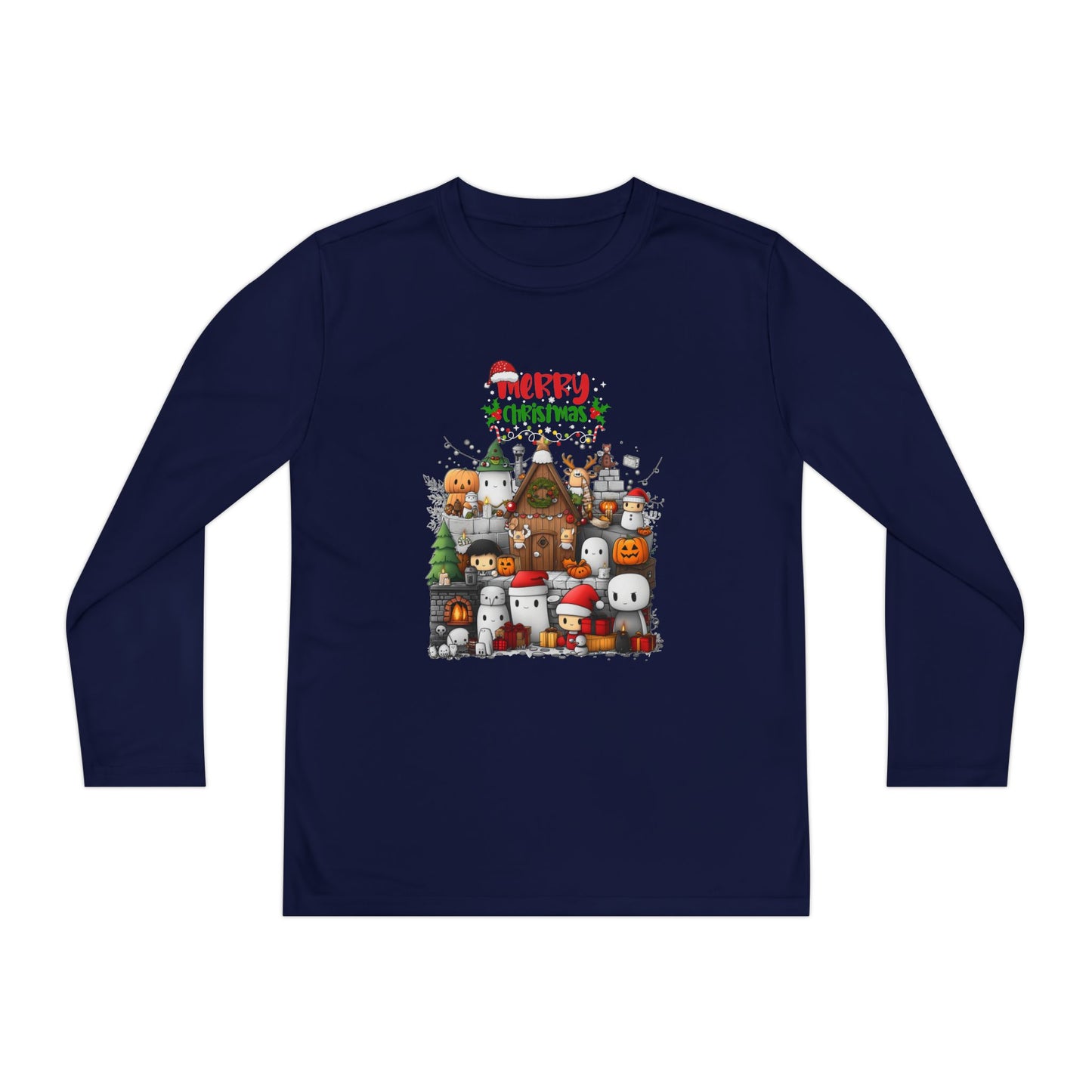 Merry Mine-craft Christmas Youth Long Sleeve Competitor Tee