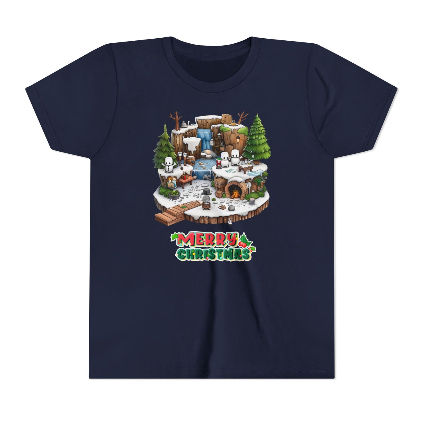 Merry Christmas Mine-craft Youth Short Sleeve Tee
