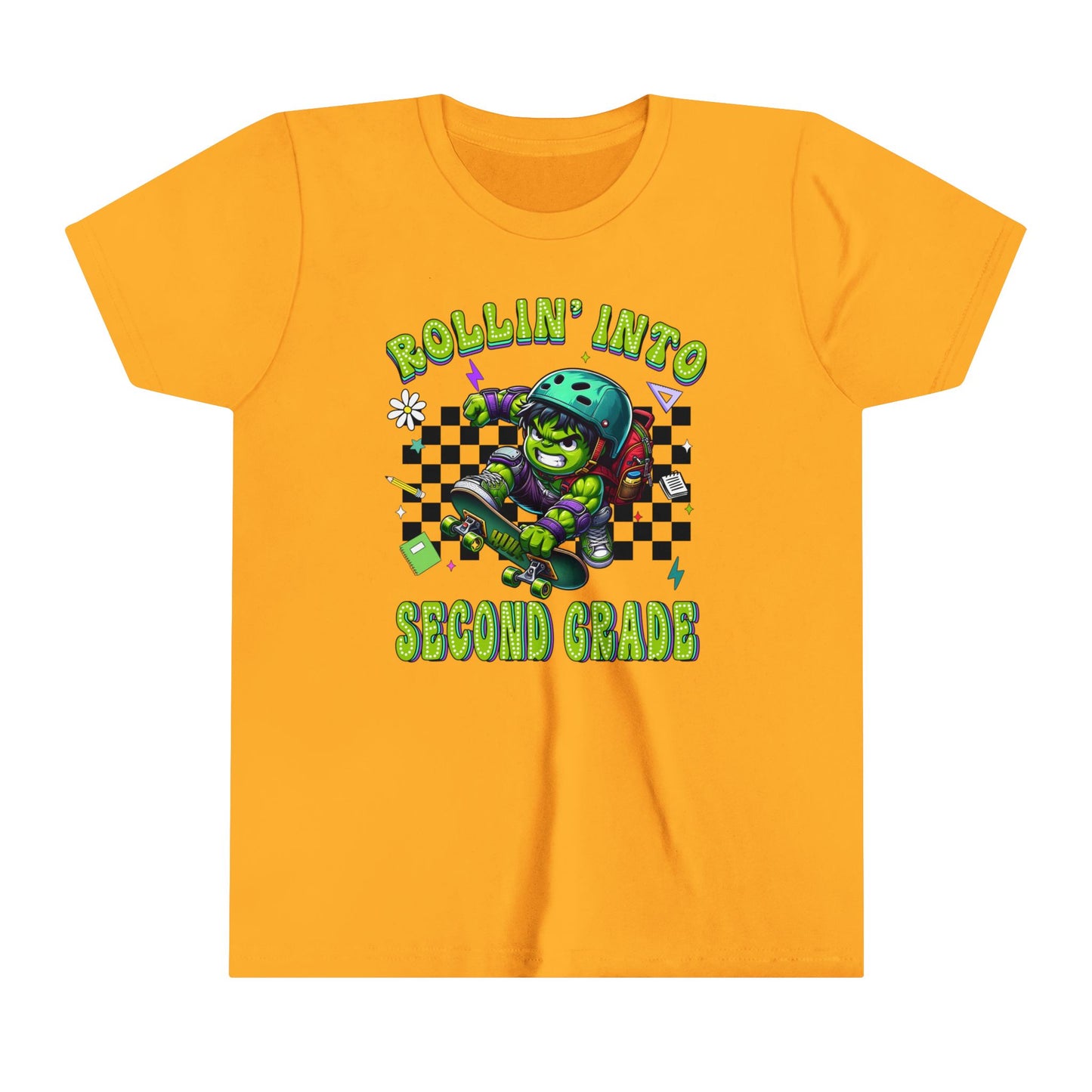 HULK - Rollin' Into 2nd Grade Youth Short Sleeve Tee