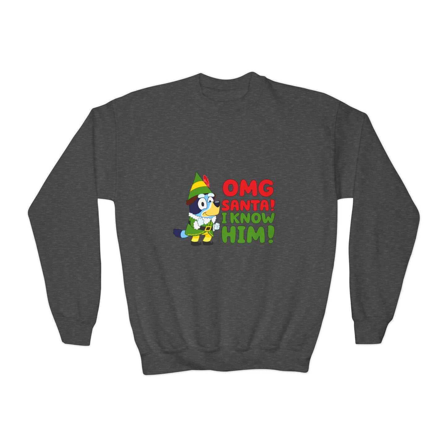 OMG Santa I know him Youth Crewneck Sweatshirt