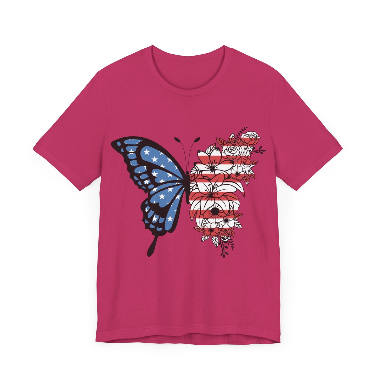 Red, White & Butterfly Jersey Short Sleeve Tee