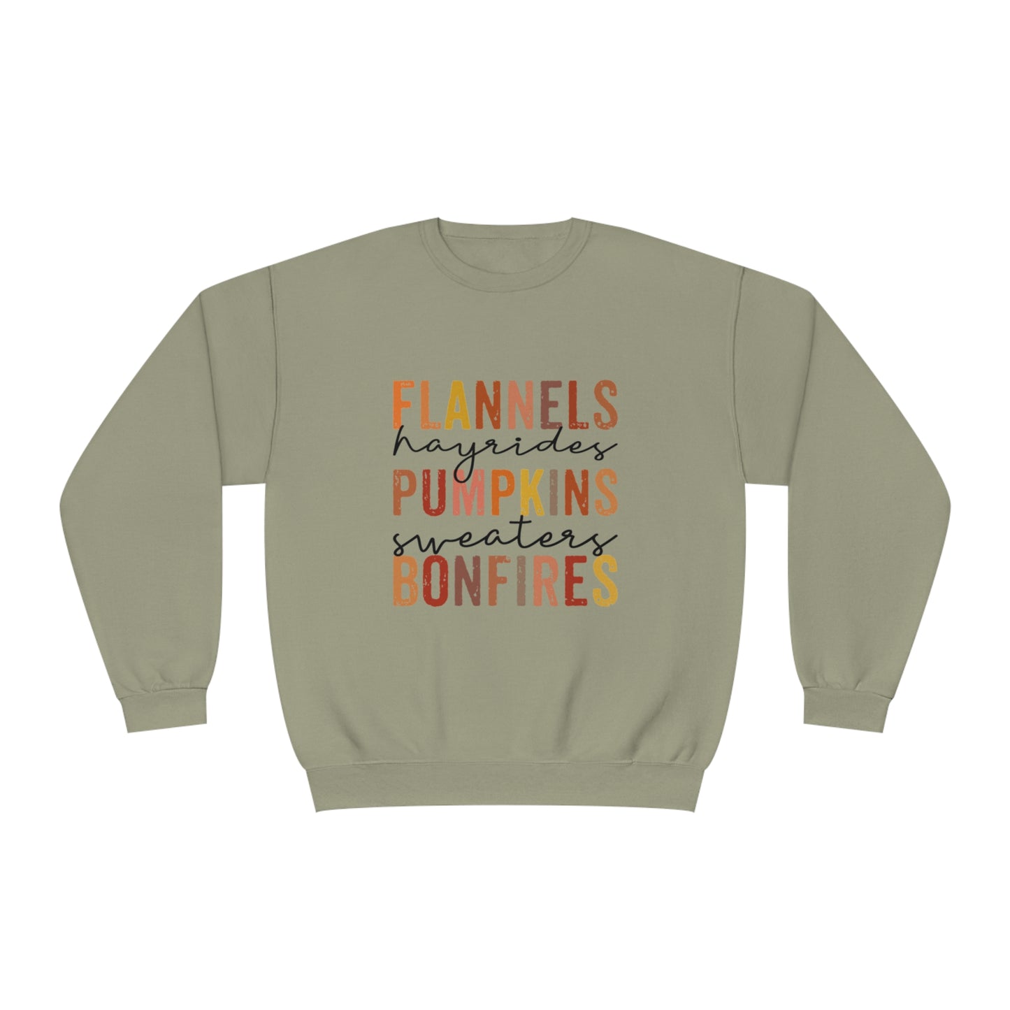 Flannels, Hayrides, Pumpkins, Sweaters, Bonfires Crewneck Sweatshirt
