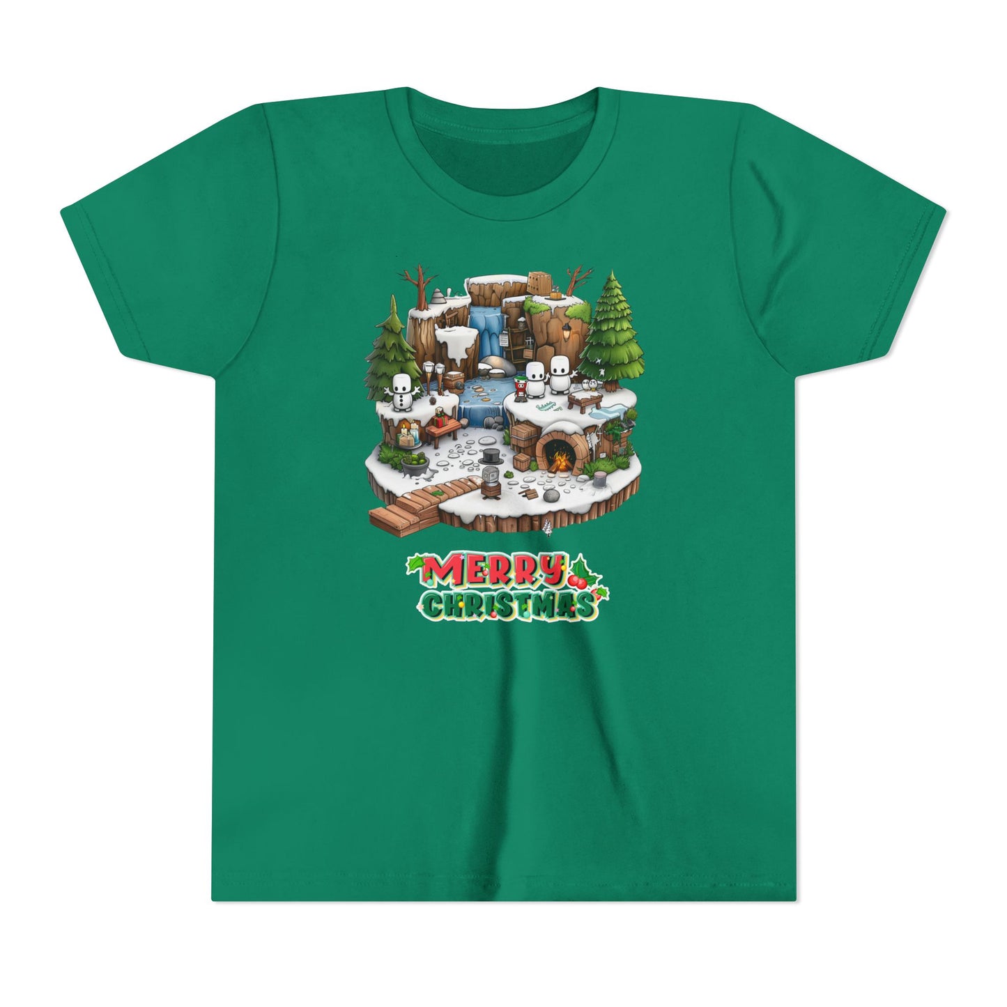 Merry Christmas Mine-craft Youth Short Sleeve Tee