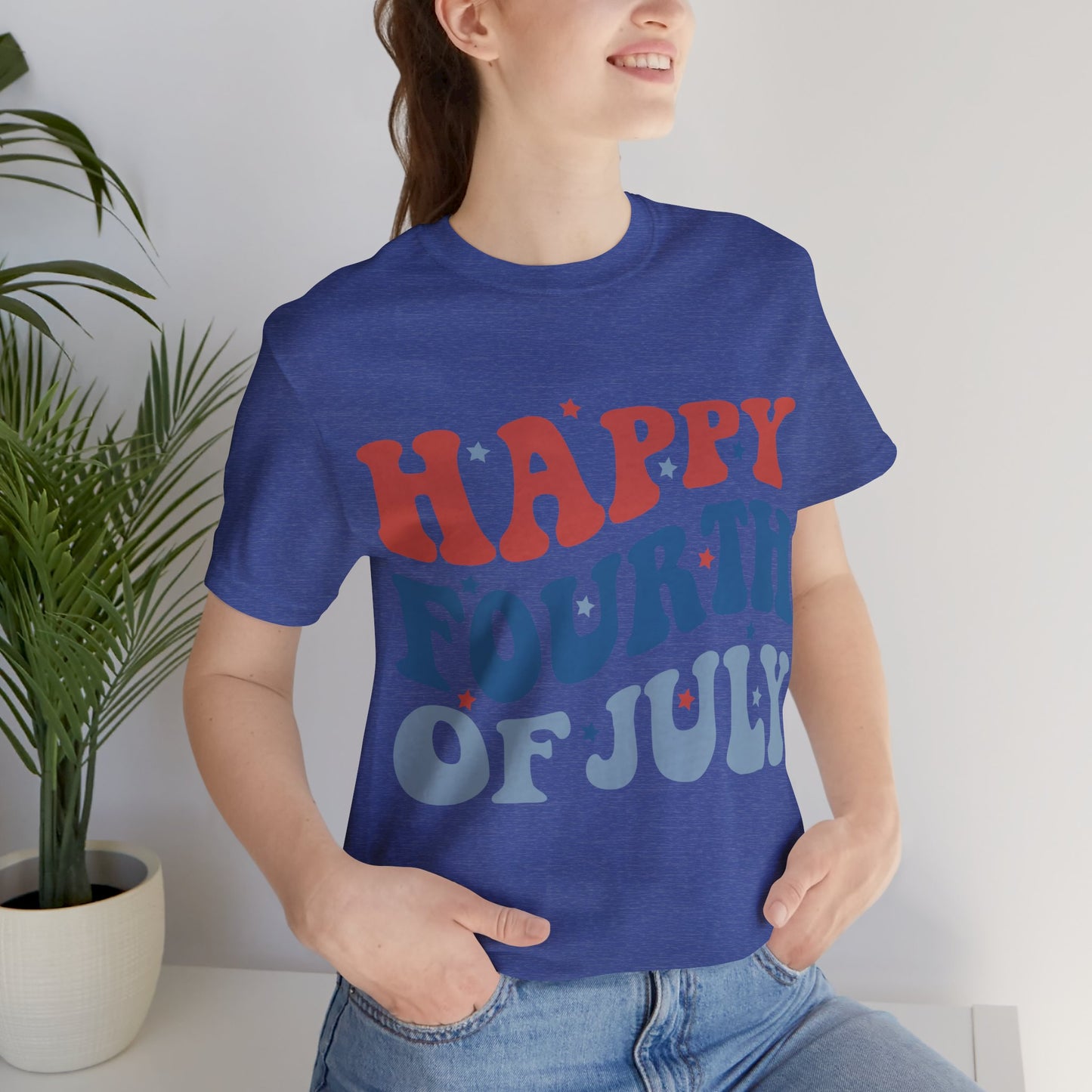 HAPPY FOURTH OF JULY Jersey Short Sleeve Tee