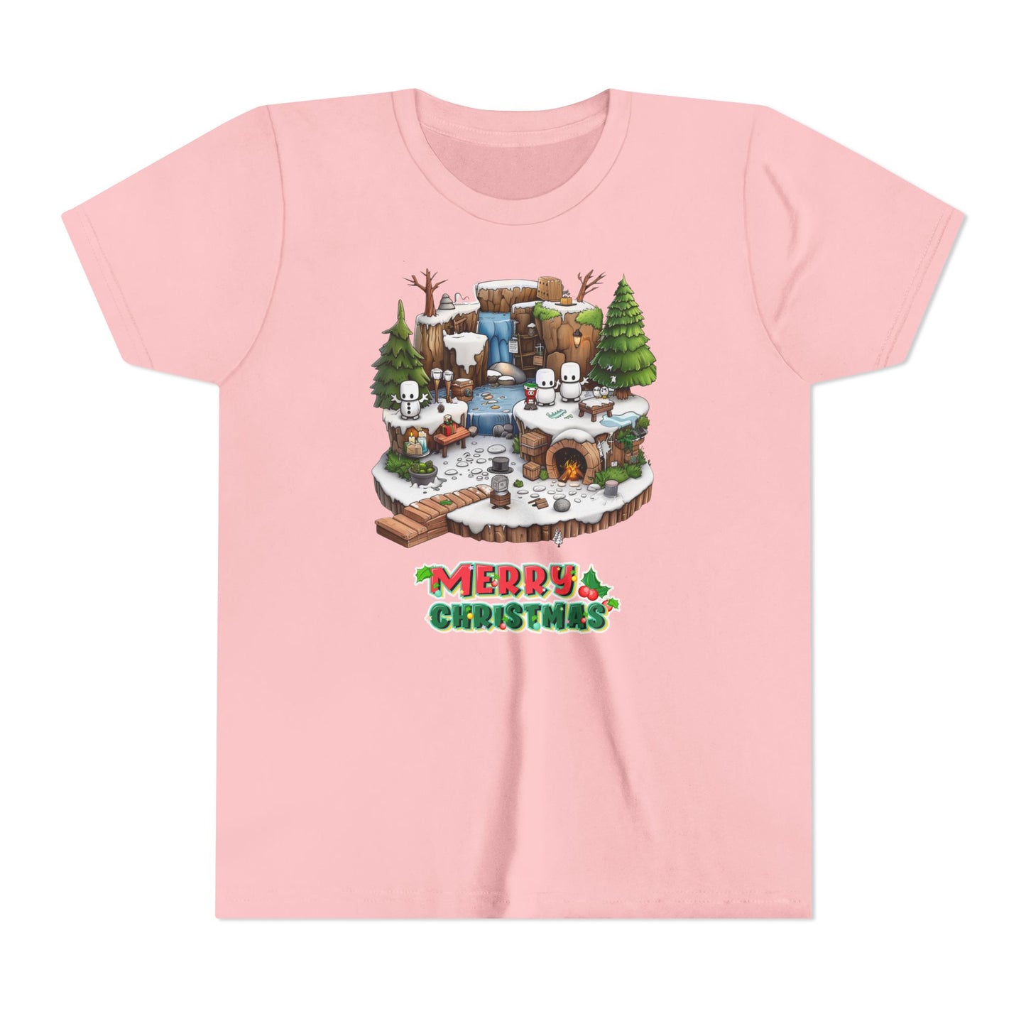 Merry Christmas Mine-craft Youth Short Sleeve Tee