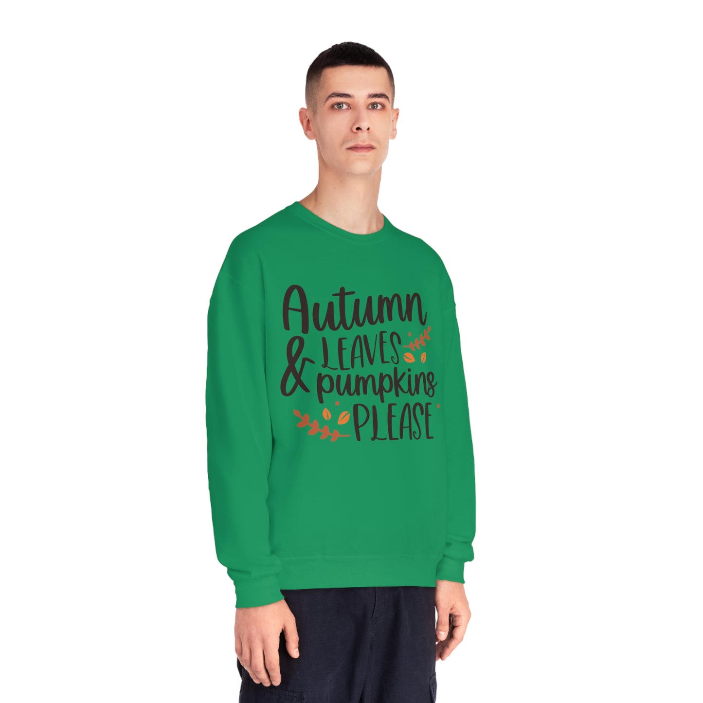 Autumn Leaves & Pumpkins Please Crewneck Sweatshirt