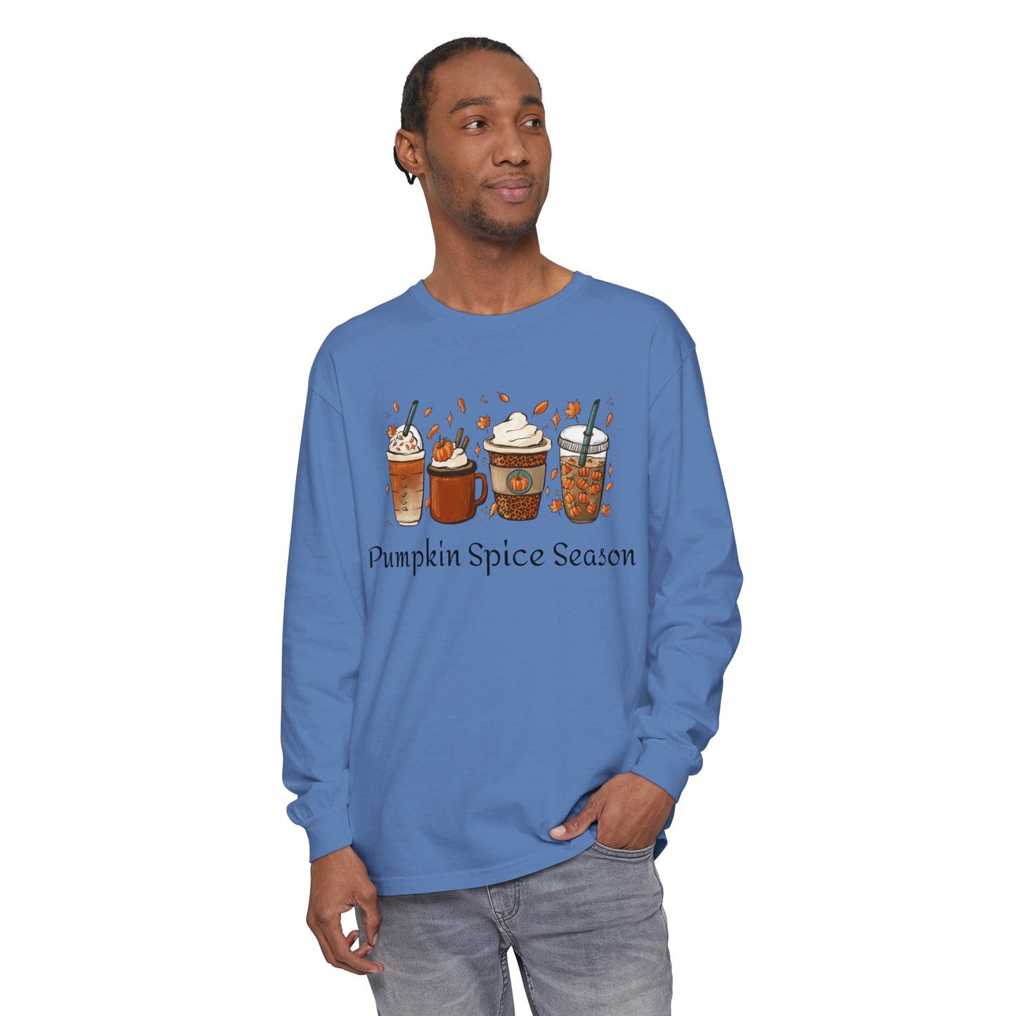 Pumpkin Spice Season Garment-dyed Long Sleeve T-Shirt
