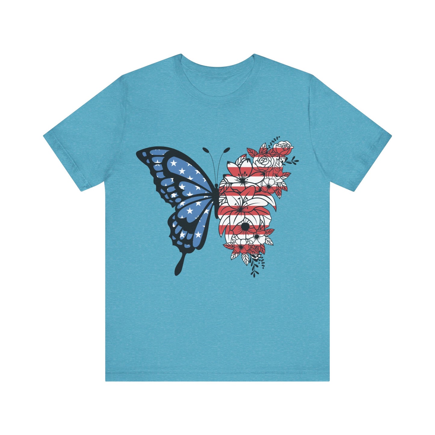 Red, White & Butterfly Jersey Short Sleeve Tee