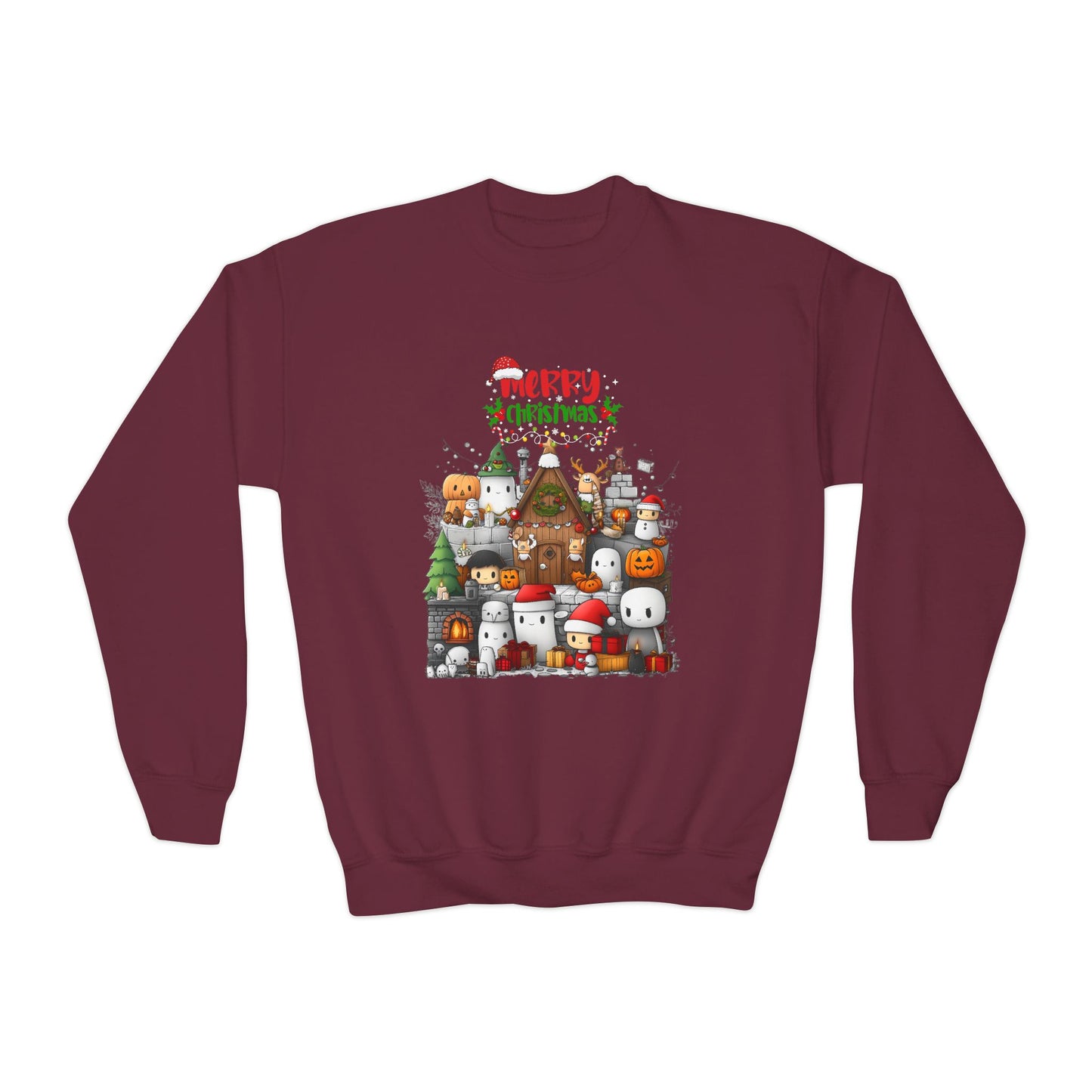 Merry Mine-craft Christmas Youth Crewneck Sweatshirt