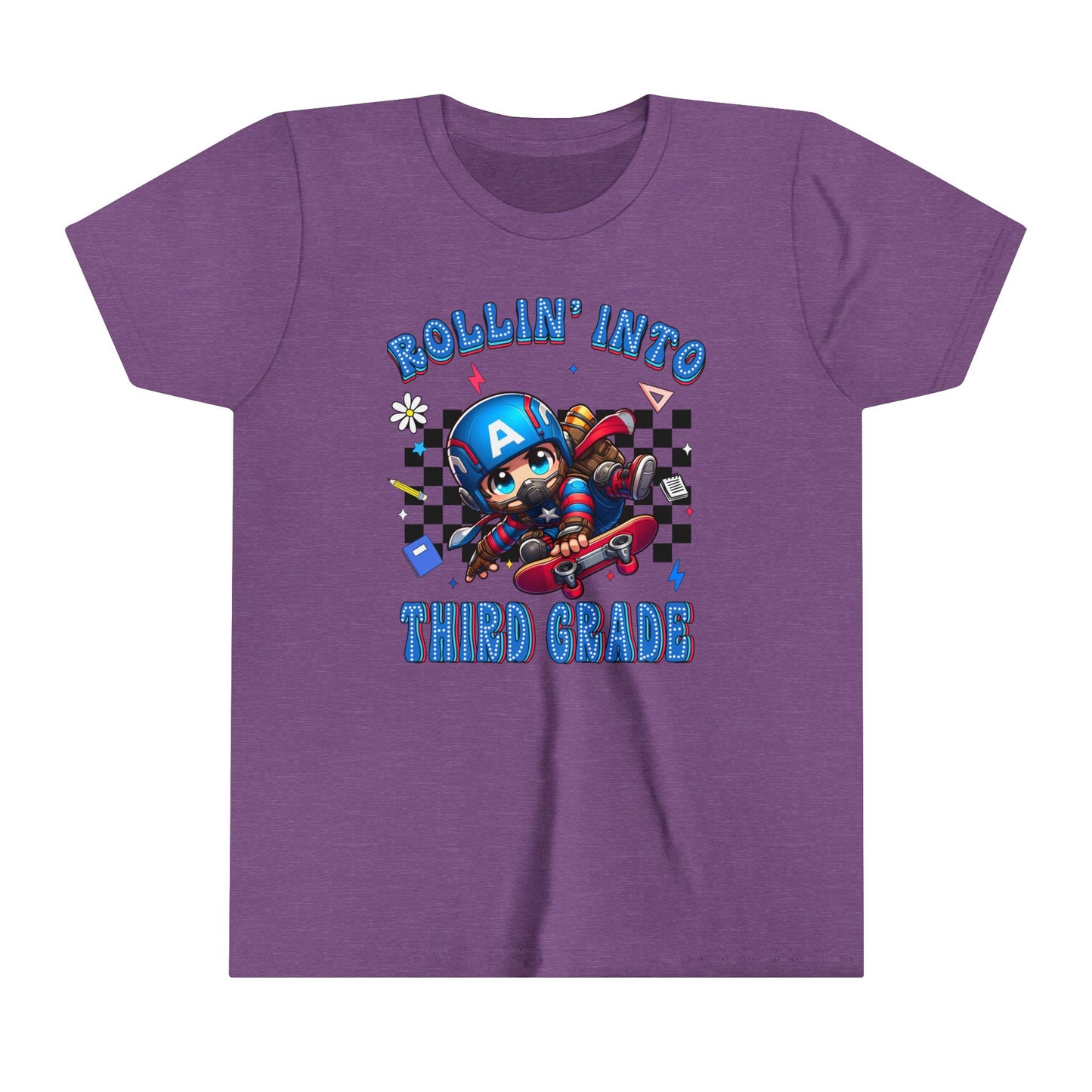 CAPTAIN AMERICA - Rollin' Into 3rd Grade Youth Short Sleeve Tee