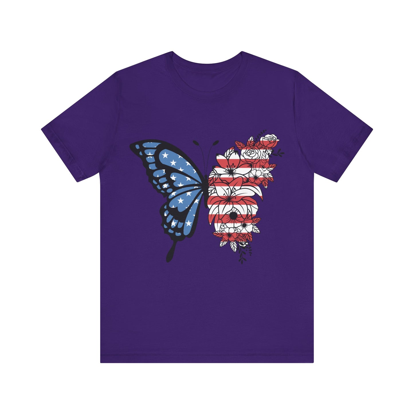 Red, White & Butterfly Jersey Short Sleeve Tee