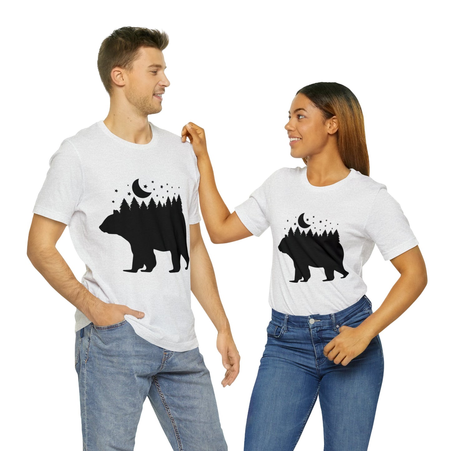Bear - Forest - Night Sky Short Sleeve Tshirt