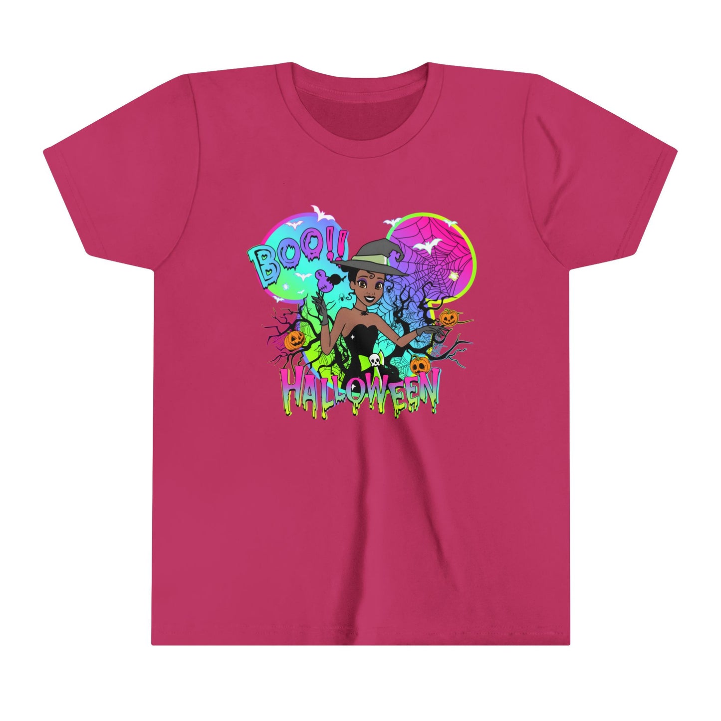 Tiana Boo! Halloween Youth Short Sleeve Tee