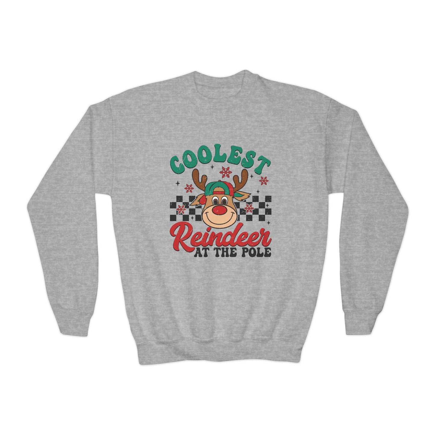 Coolest Reindeer at the Pole Youth Crewneck Sweatshirt