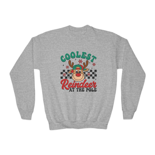 Coolest Reindeer at the Pole Youth Crewneck Sweatshirt