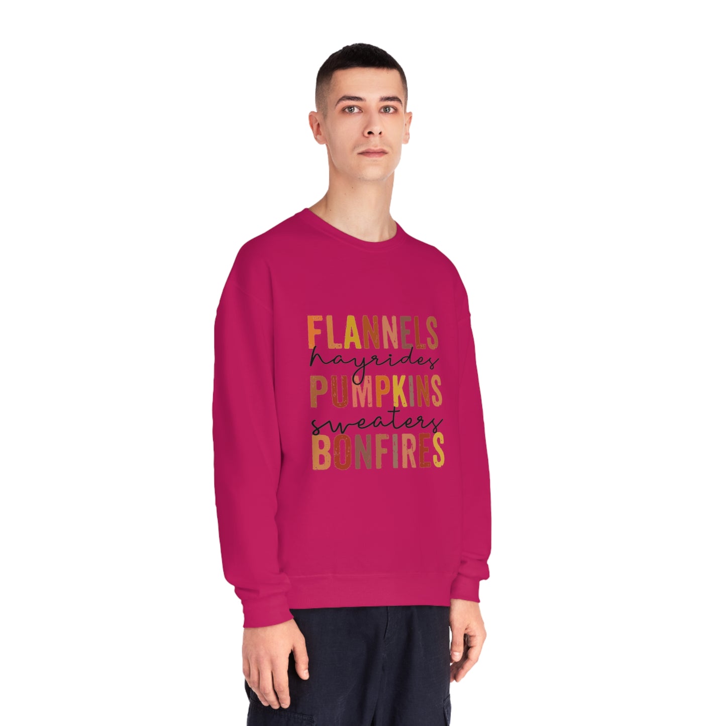 Flannels, Hayrides, Pumpkins, Sweaters, Bonfires Crewneck Sweatshirt