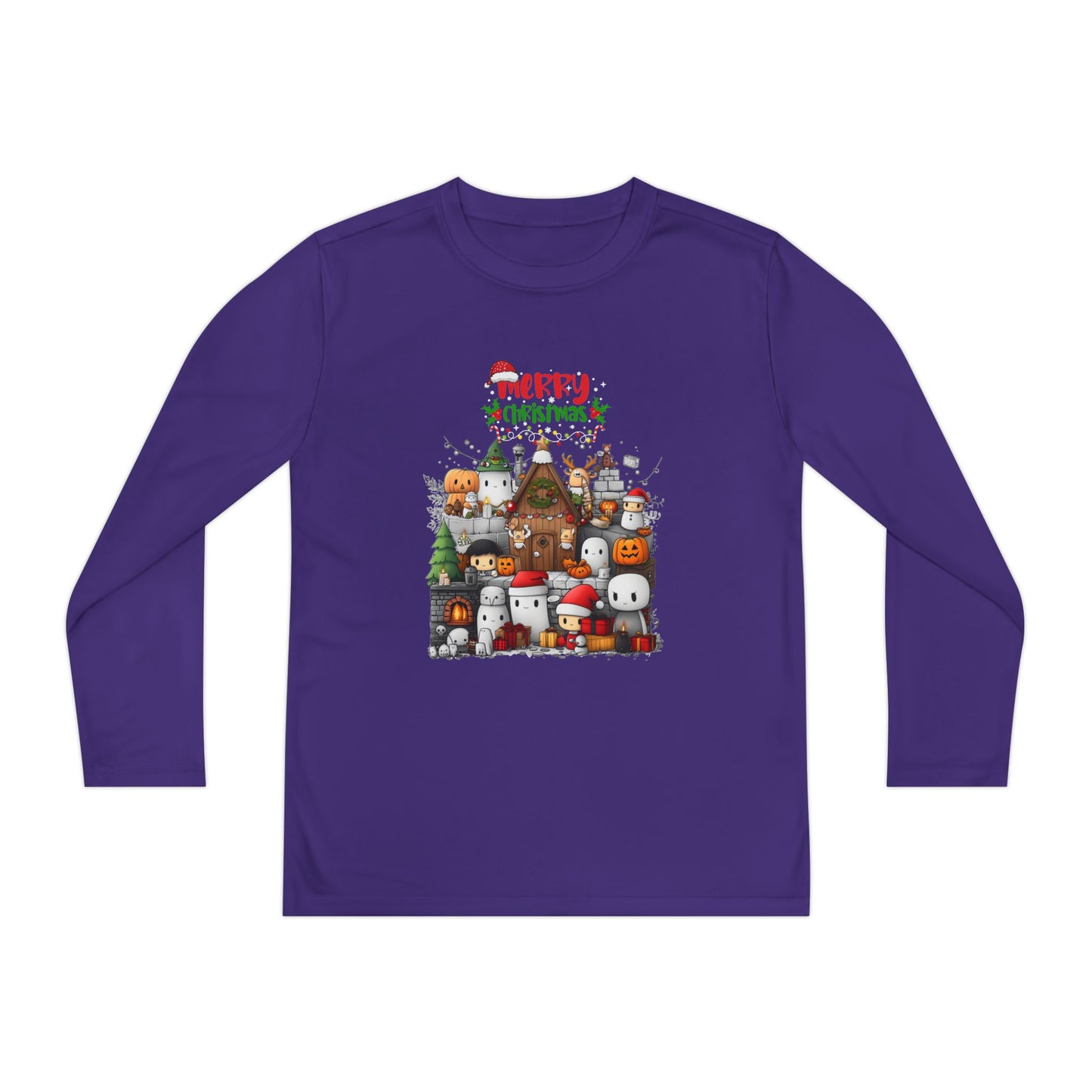 Merry Mine-craft Christmas Youth Long Sleeve Competitor Tee
