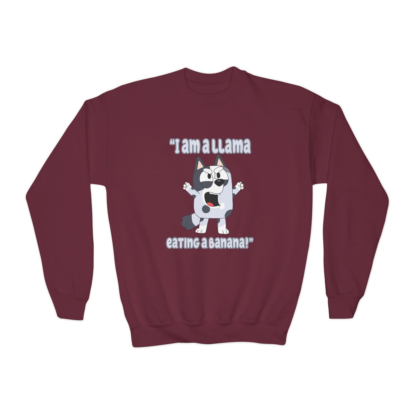 I'm a llama eating a banana Youth Crewneck Sweatshirt
