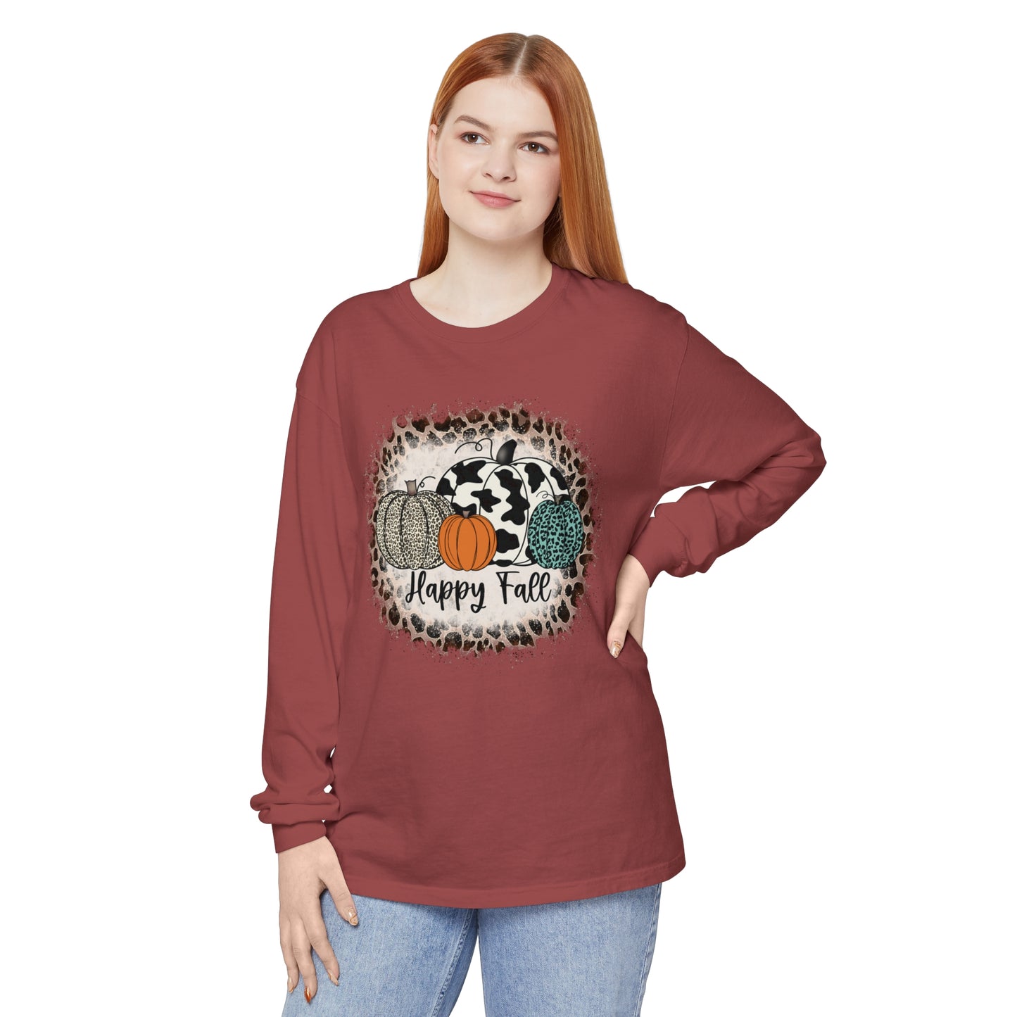 Happy Fall Garment-dyed Long Sleeve T-Shirt