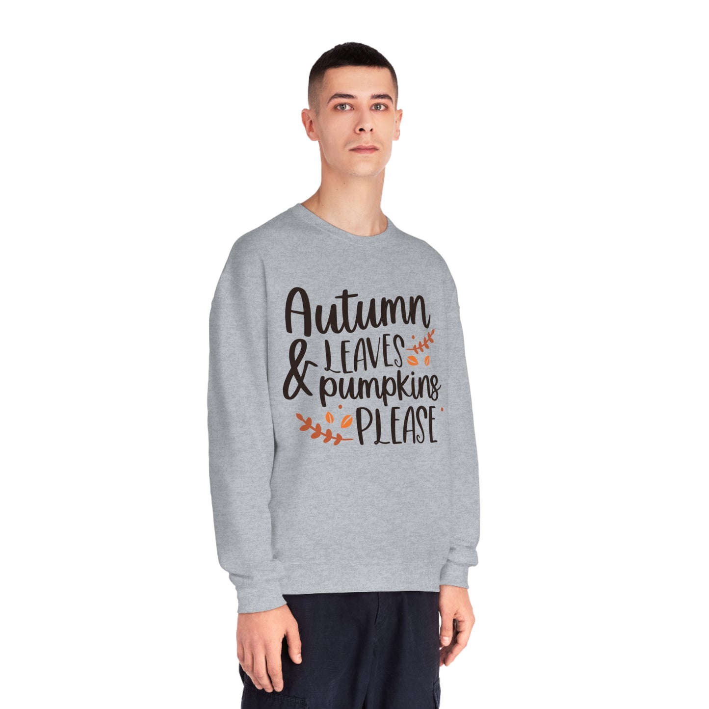 Autumn Leaves & Pumpkins Please Crewneck Sweatshirt